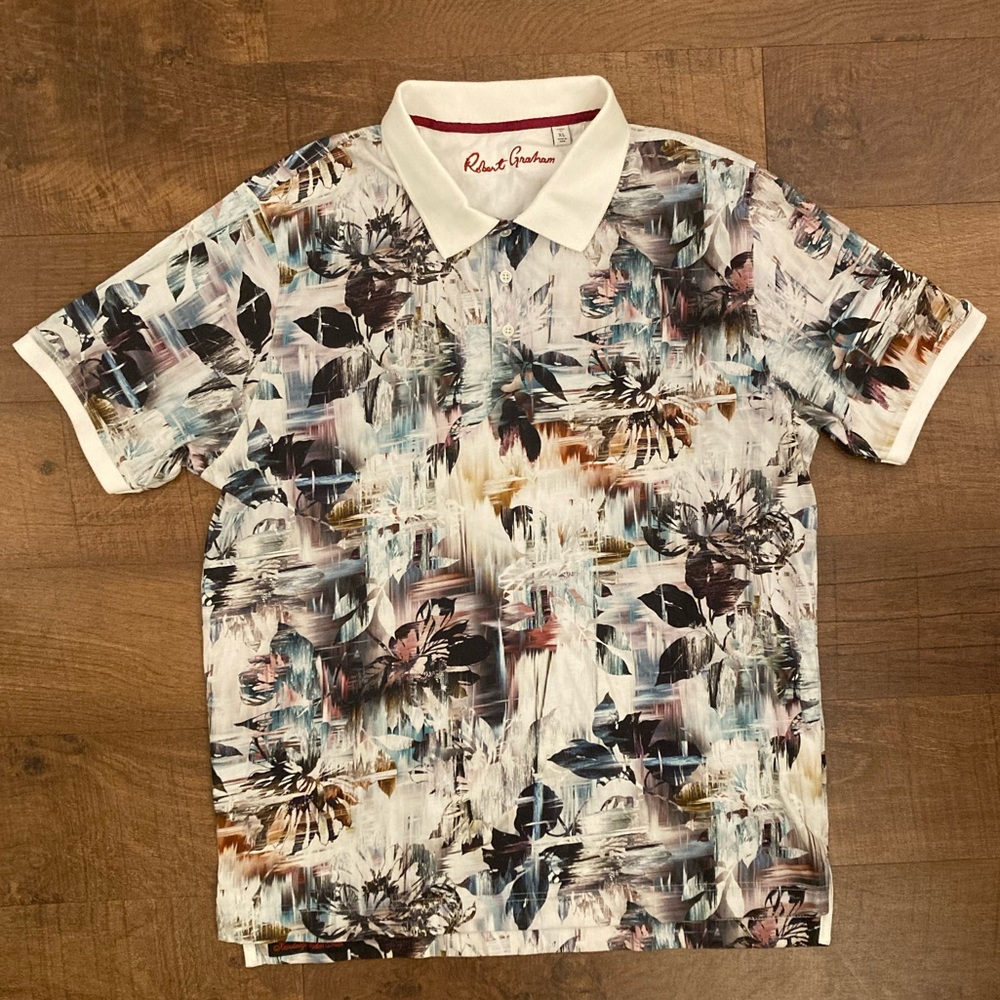 Robert Graham Floral Arts Print Polo Men’s XL NEW